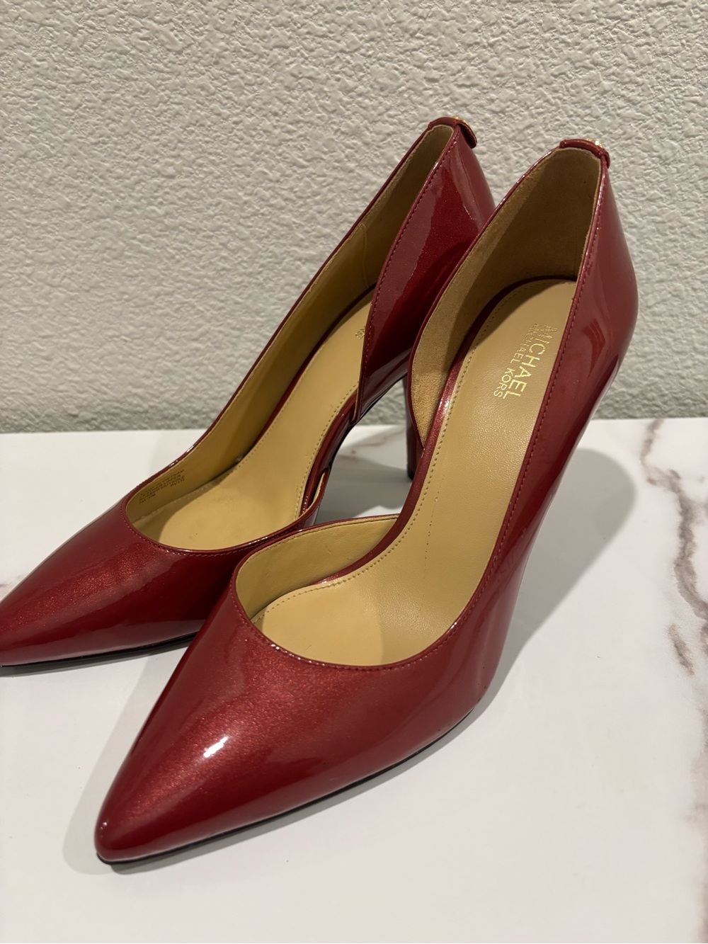 MICHAEL Michael Kors Red Patent Pointed-Toe Stiletto Pumps